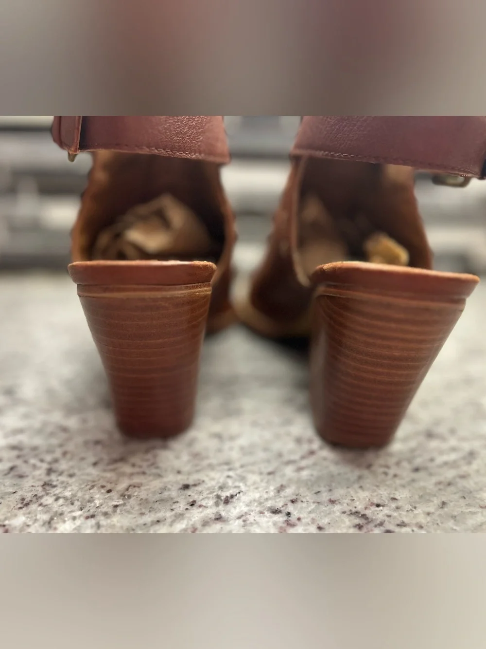 Frye & Co Women's chestnut brown Leather Open-Toe Block Heel Sandal size 8